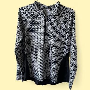 Champion Patterned Quarter Zip; Black & White Patterned; Size Large